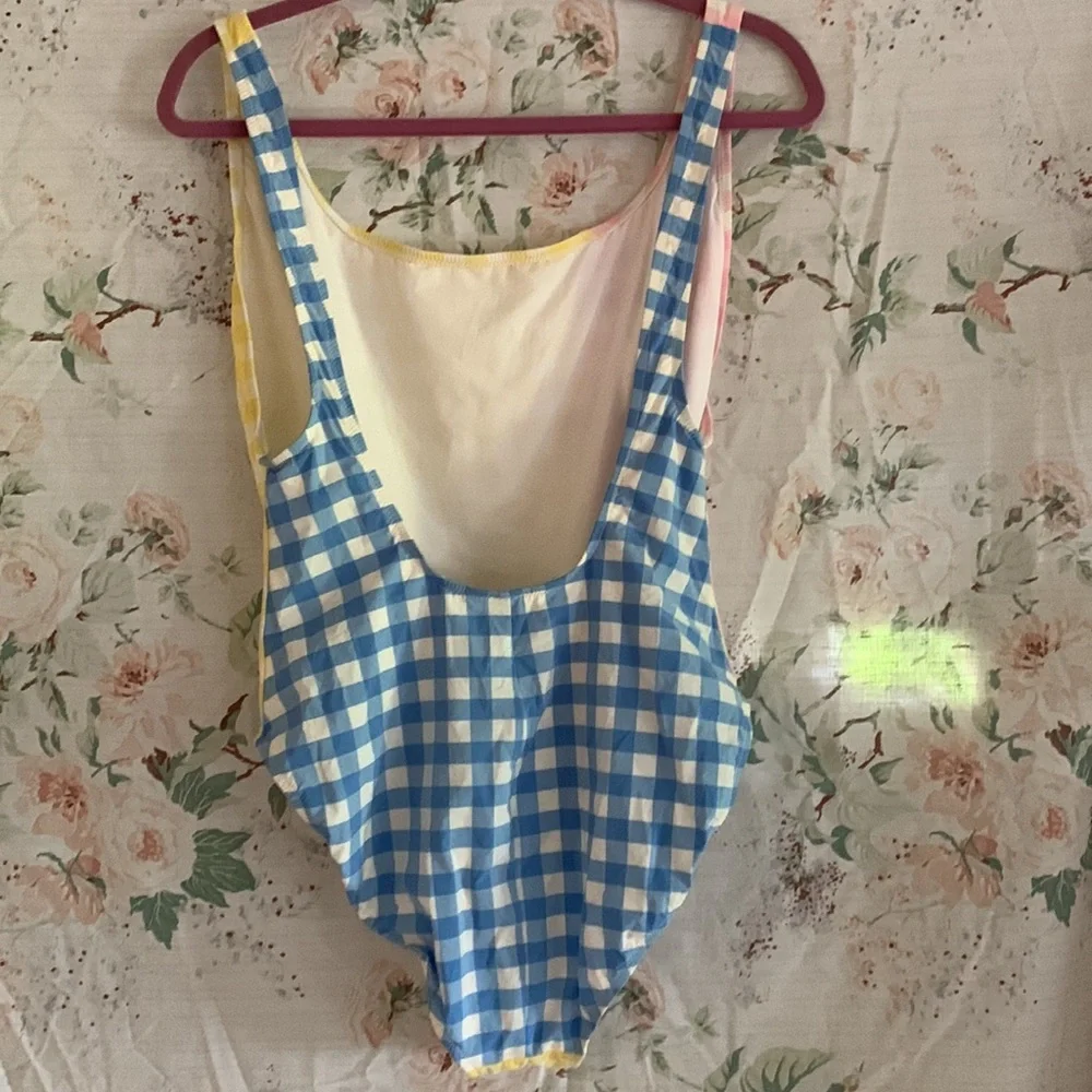 JCrew one piece gingham multi-color swimsuit size 12 - Picture 2 of 3